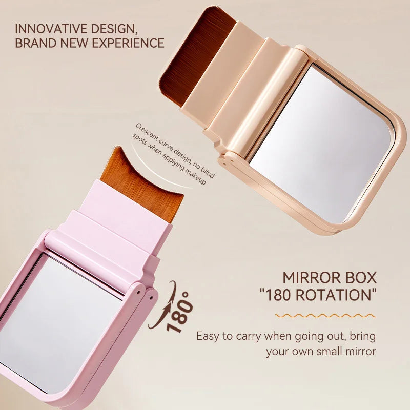 Portable Traceless Makeup Brush and Puff Case with Mirror - 5