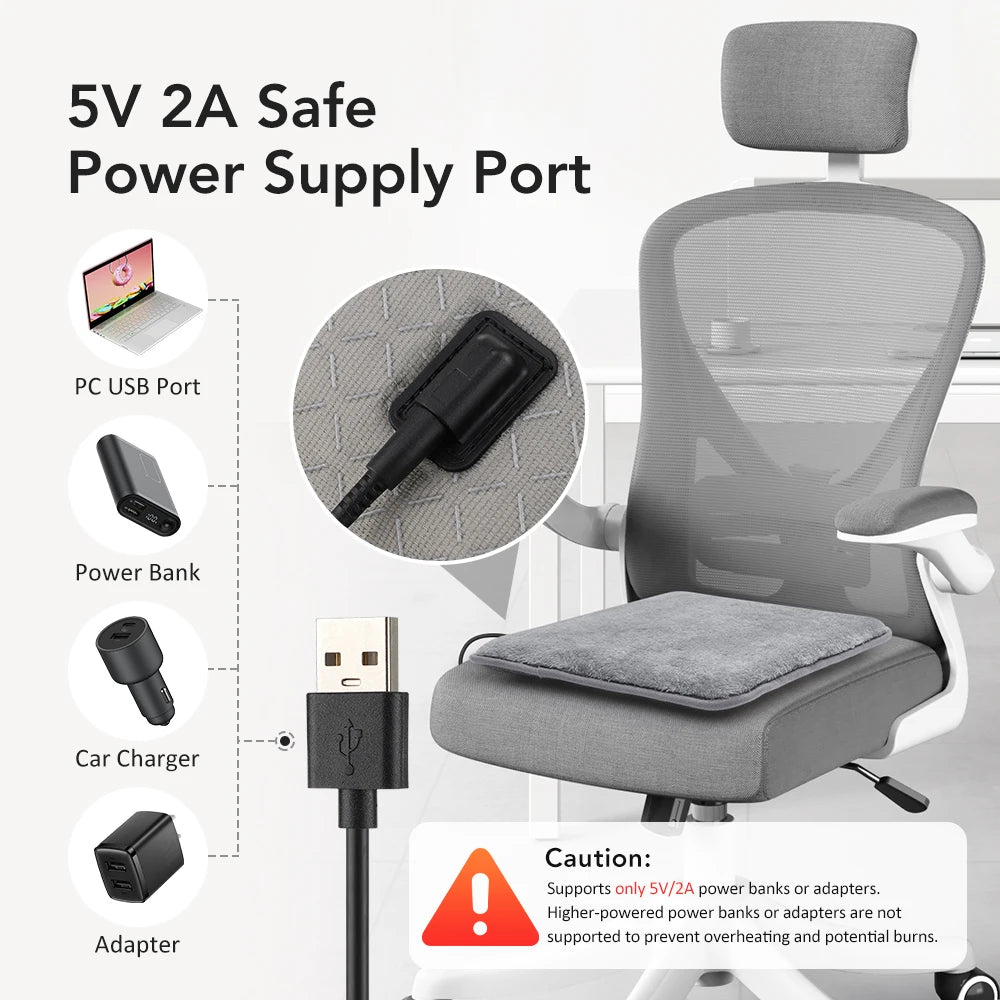 USB Heated Seat Cushion for Office, Home, and Car - 3