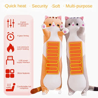 Heated Cat Plush Pillow for Pain Relief