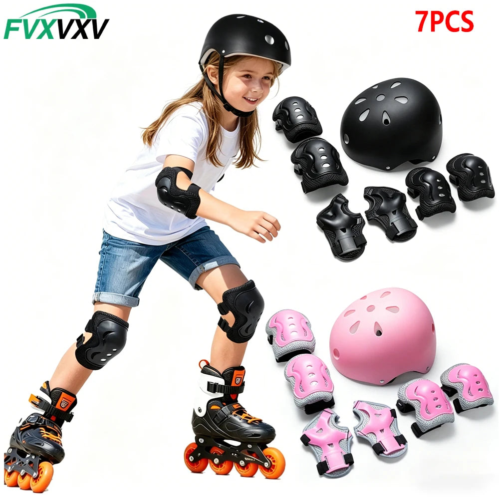 7-Piece Kids Protective Gear and Helmet Set - 7