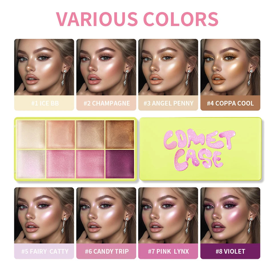 8-Color Cream Blush and Contour Palette - 32
