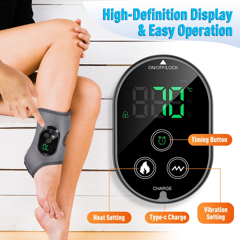 Heated Vibration Ankle Massager Brace for Pain Relief - 47