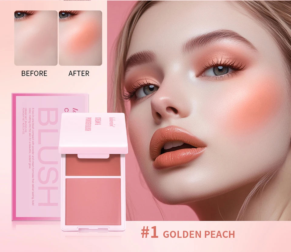2-in-1 Cream and Powder Long-Lasting Blush Palette - 10