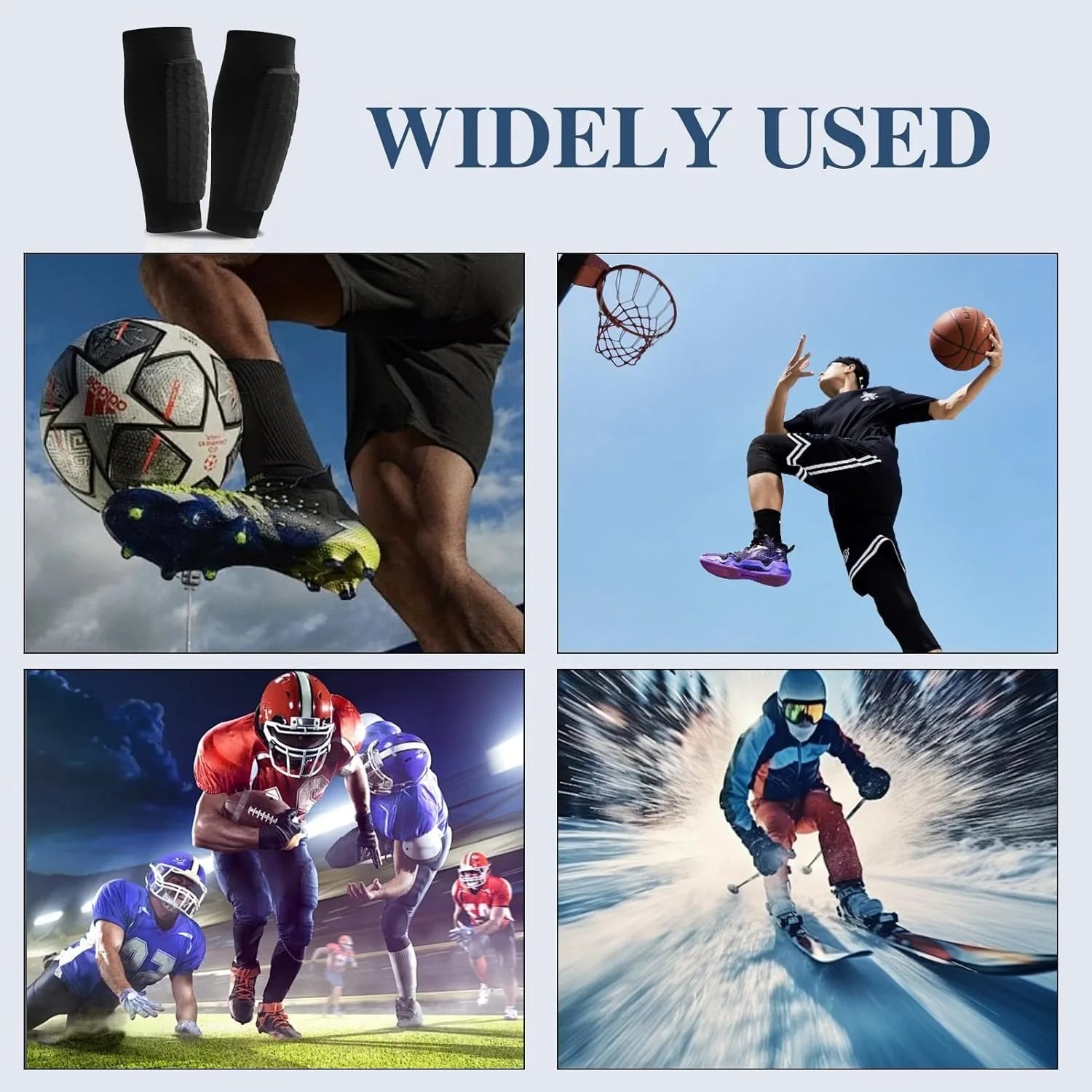 Protective Soccer Shin Guard Sleeves with Honeycomb Padding - 7