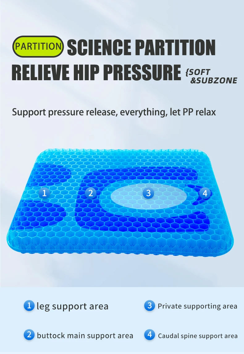 Ergonomic Honeycomb Gel Seat Cushion for Pain Relief - 9