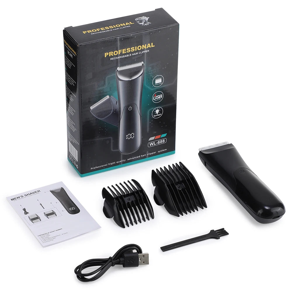 Electric Body and Groin Hair Trimmer with LED Light - 12