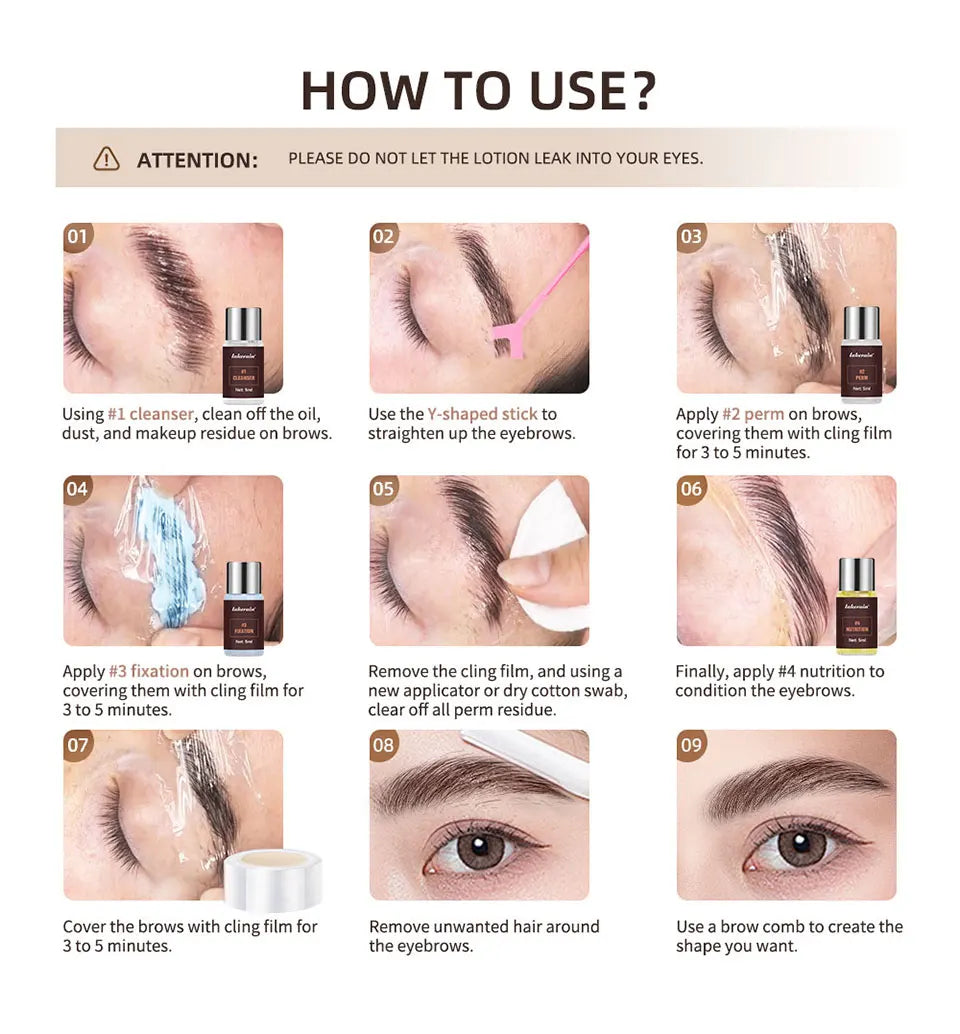 Professional Semi-Permanent Eyebrow Lamination Lifting Kit - 12