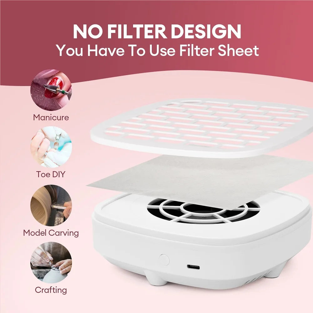 Portable USB Mini Nail Dust Collector Vacuum - 13